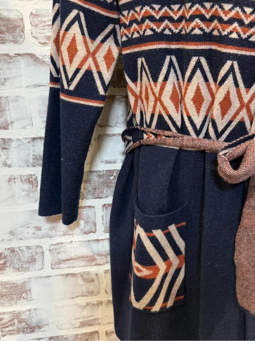 Rachel Zoe Navy & Rust Knit Cardigan 1X